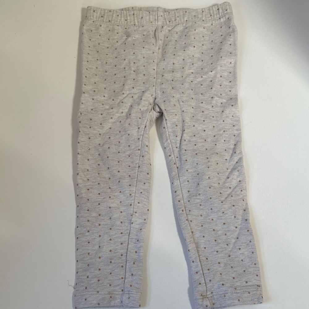 Baby gap oatmeal colored leggings with glittery polka dots size 2 years